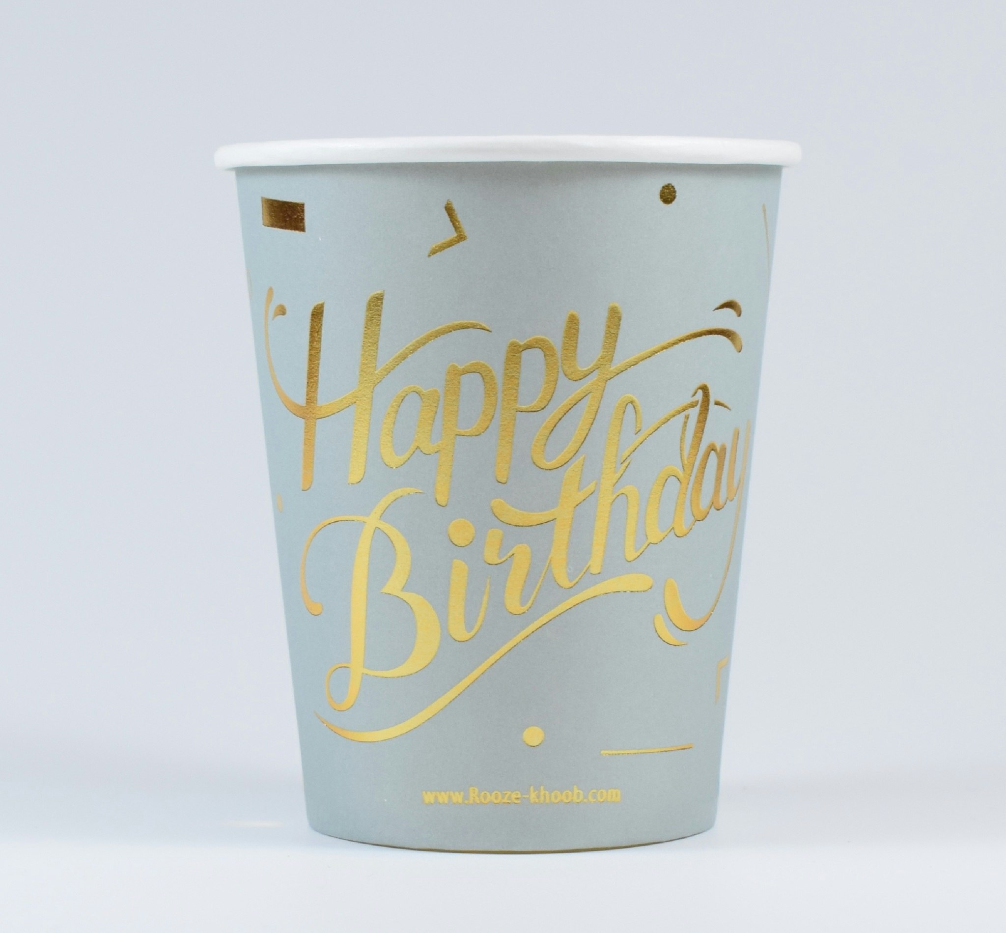 Pappersmuggar Happy Birthday Grå 10-pack
