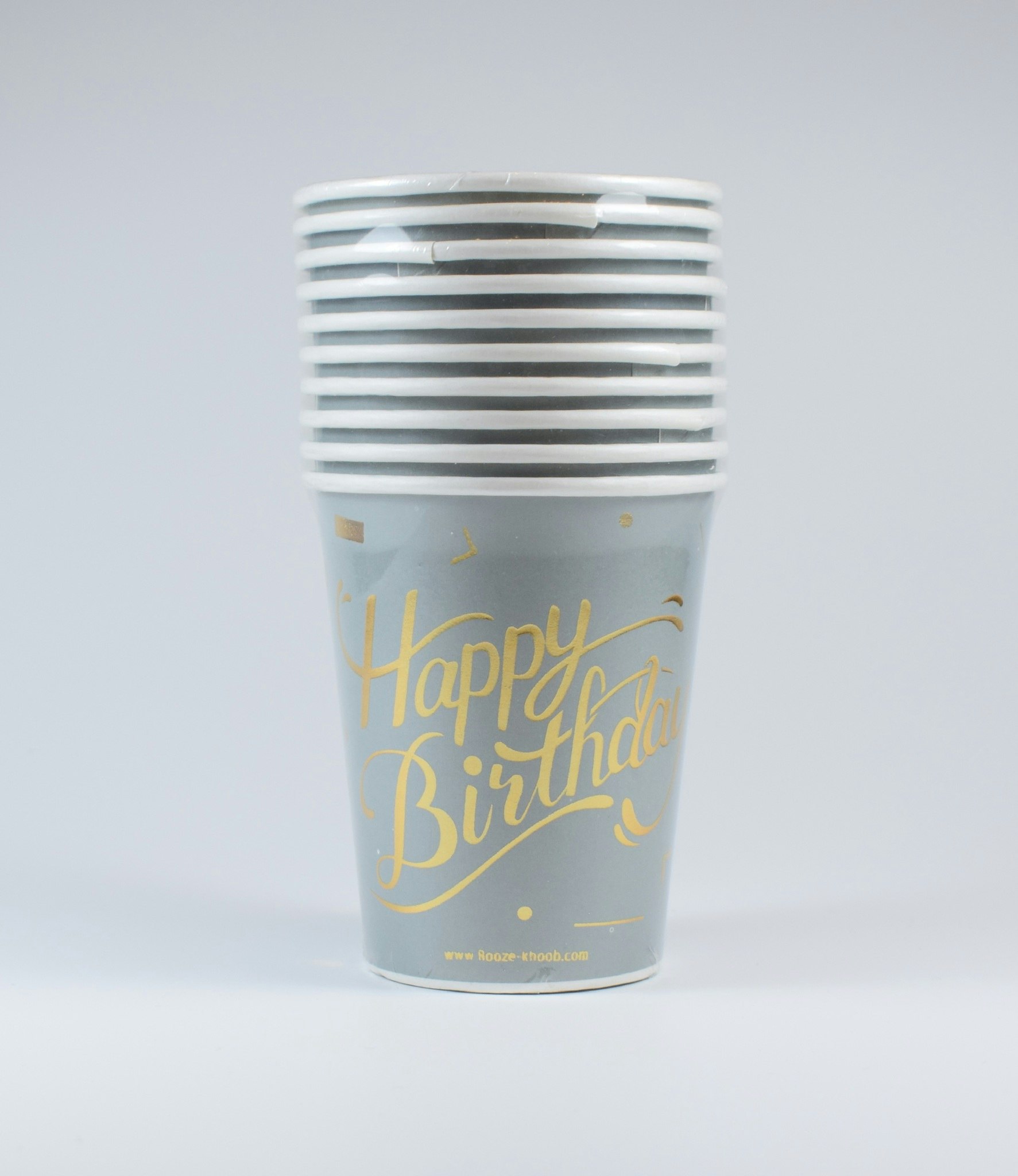 Pappersmuggar Happy Birthday Grå 10-pack