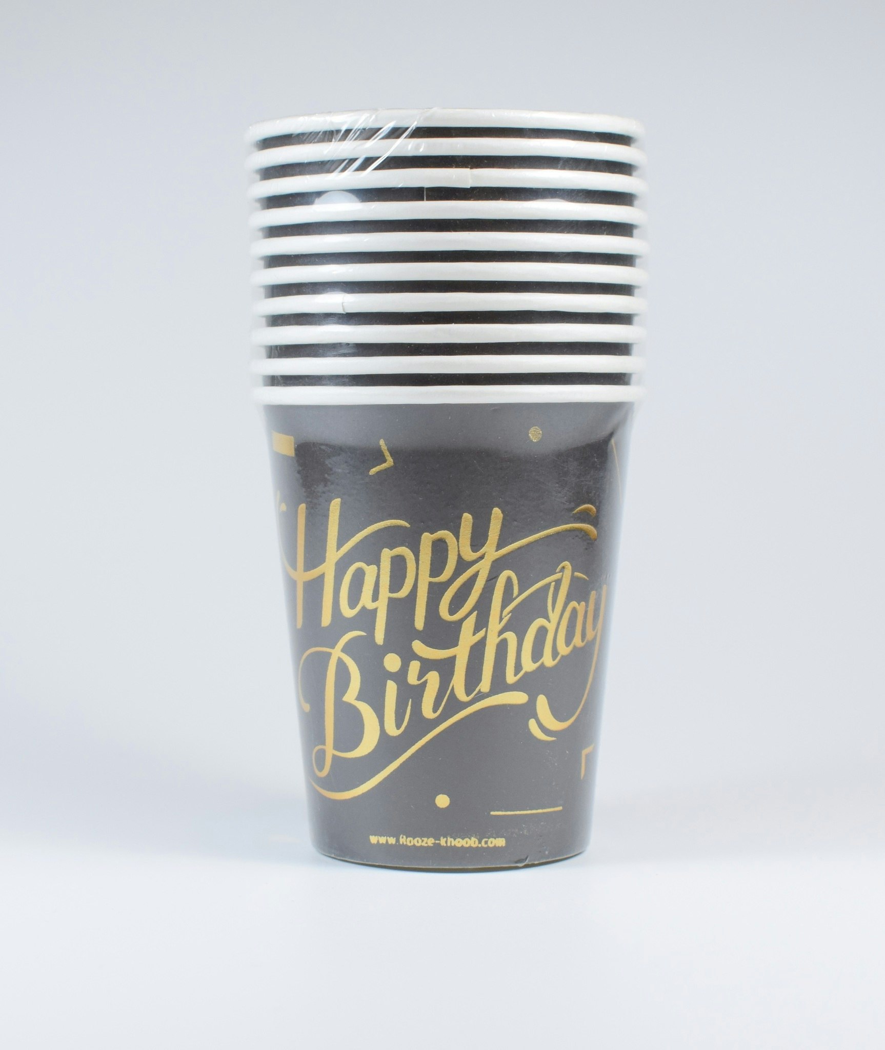 Pappersmuggar Happy Birthday Svart 10-pack
