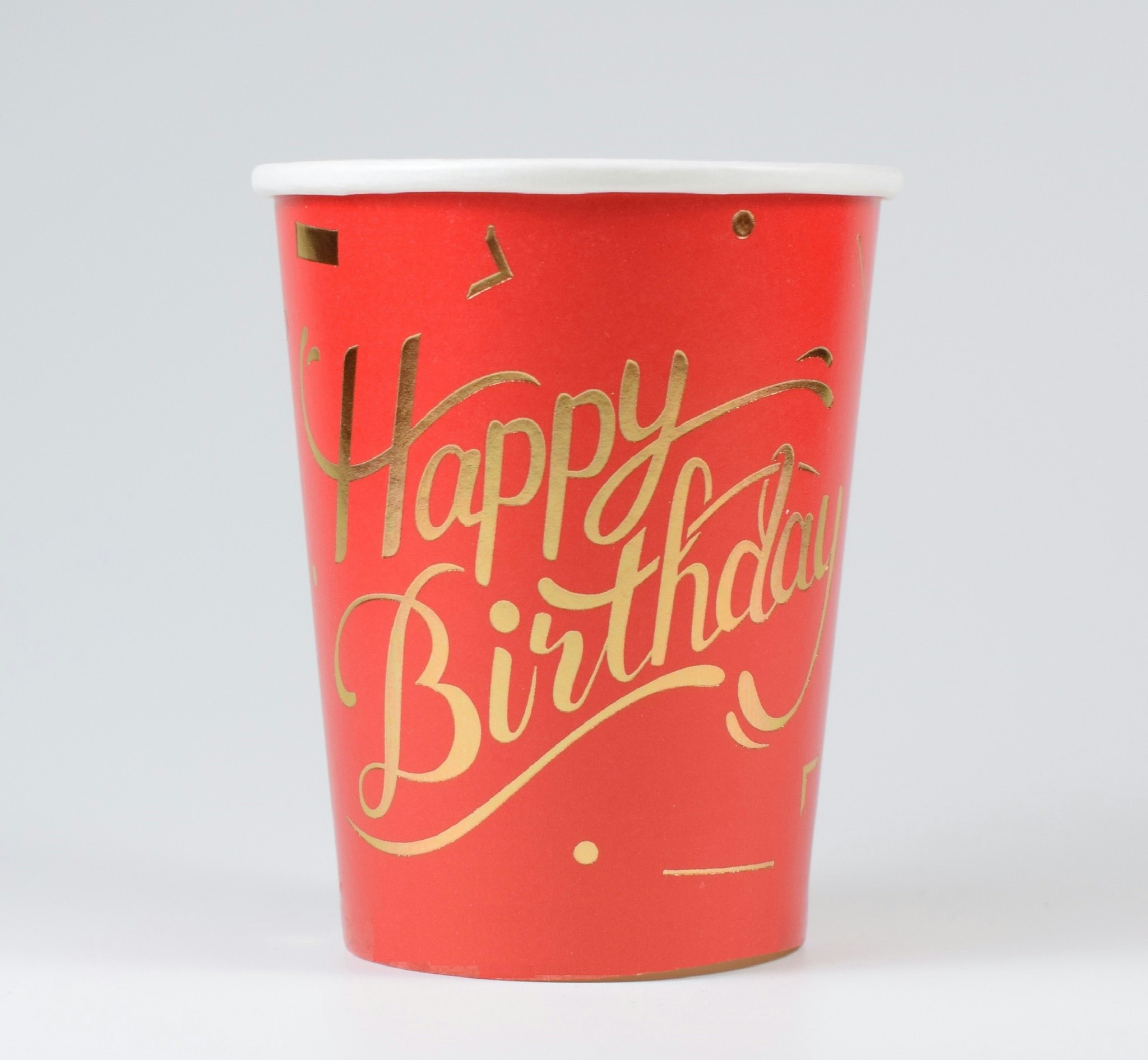 Pappersmuggar Happy Birthday Röd 10-pack