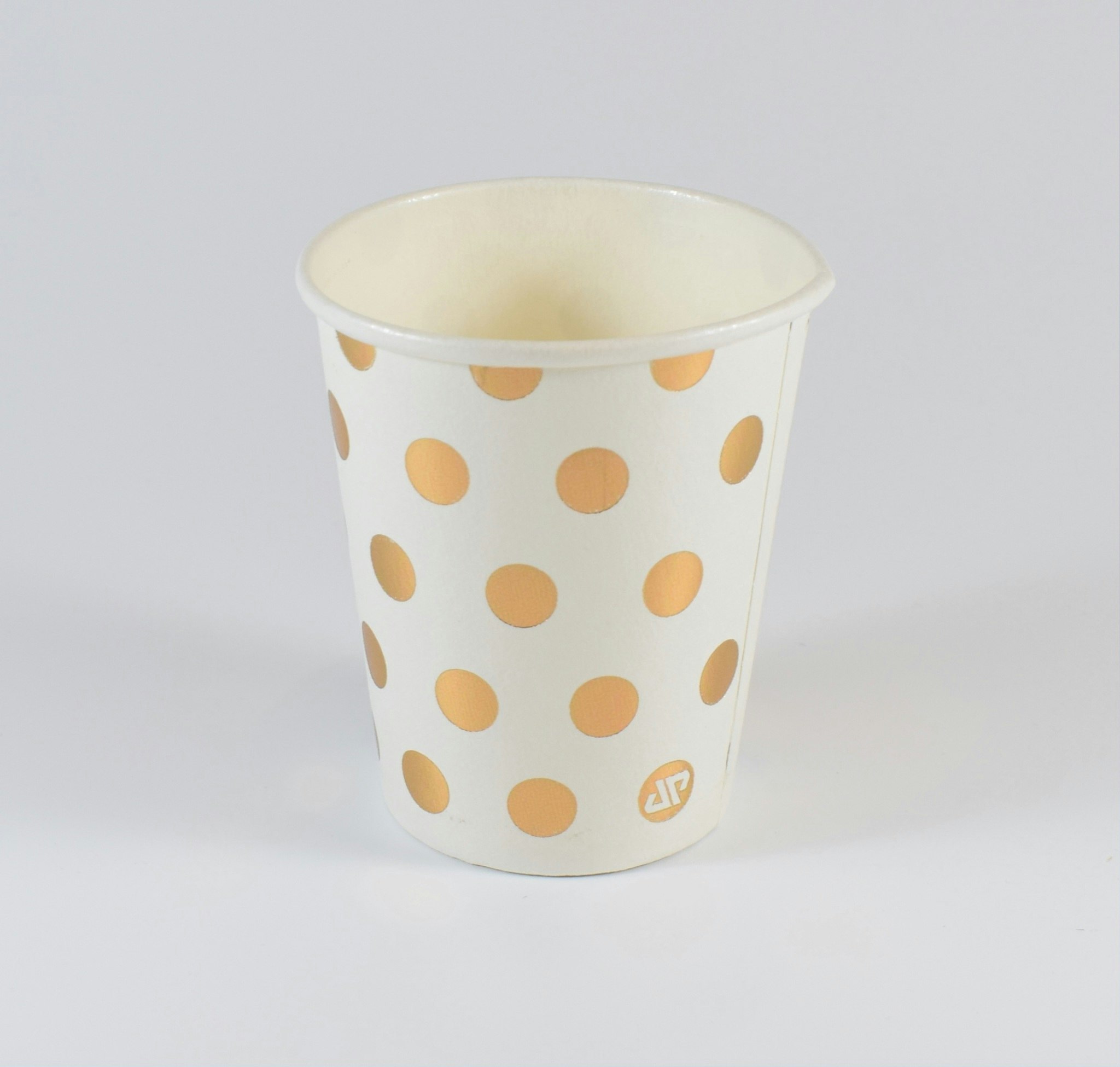 Pappersmuggar och Tallrikset Vit och Guld Metallic Dots 20-pack