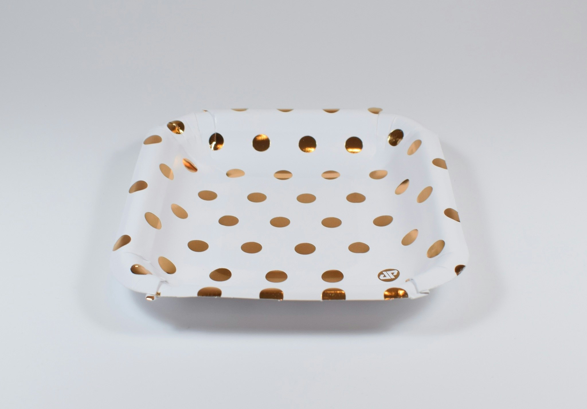 Pappersmuggar och Tallrikset Vit och Guld Metallic Dots 20-pack