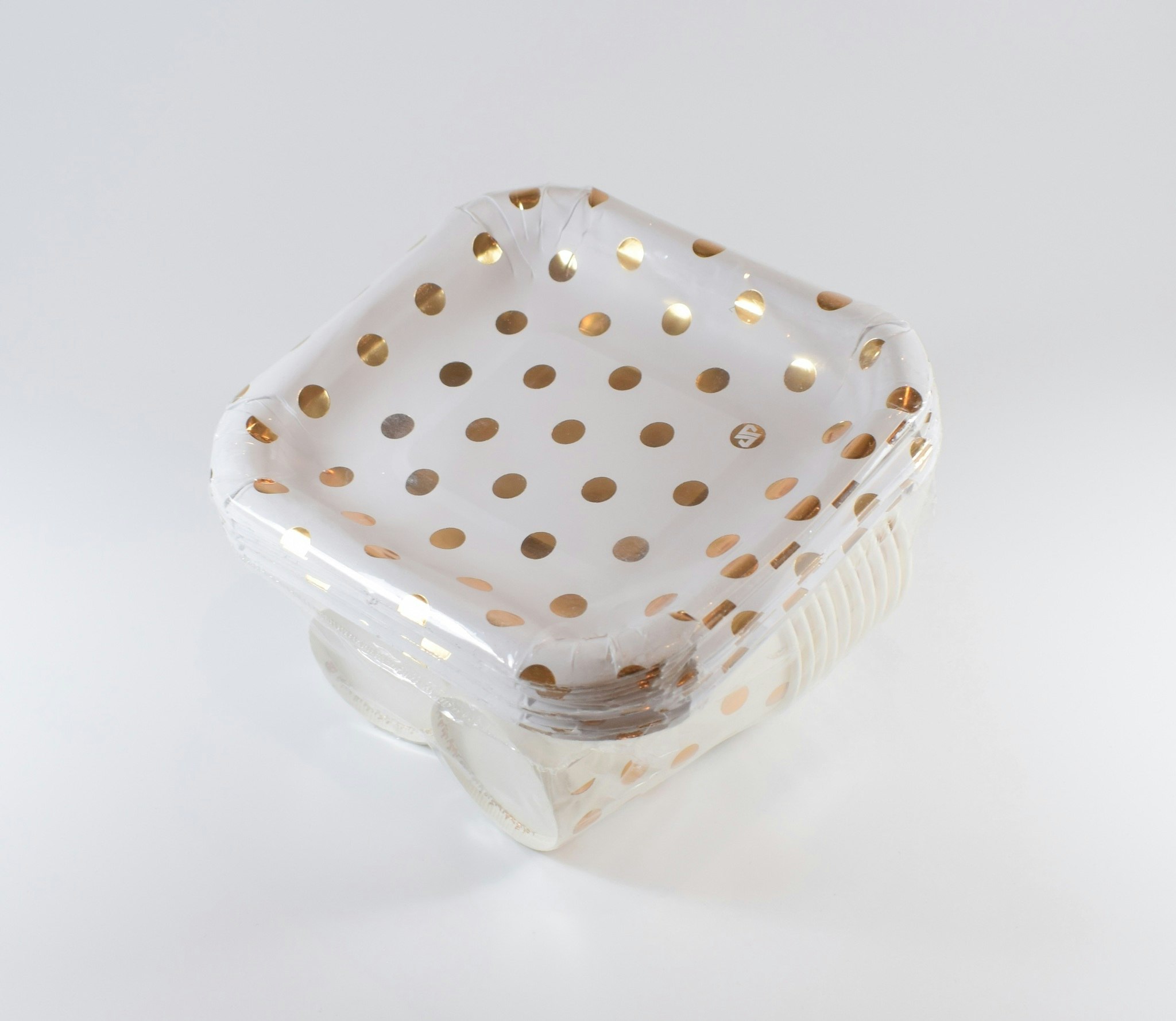 Pappersmuggar och Tallrikset Vit och Guld Metallic Dots 20-pack