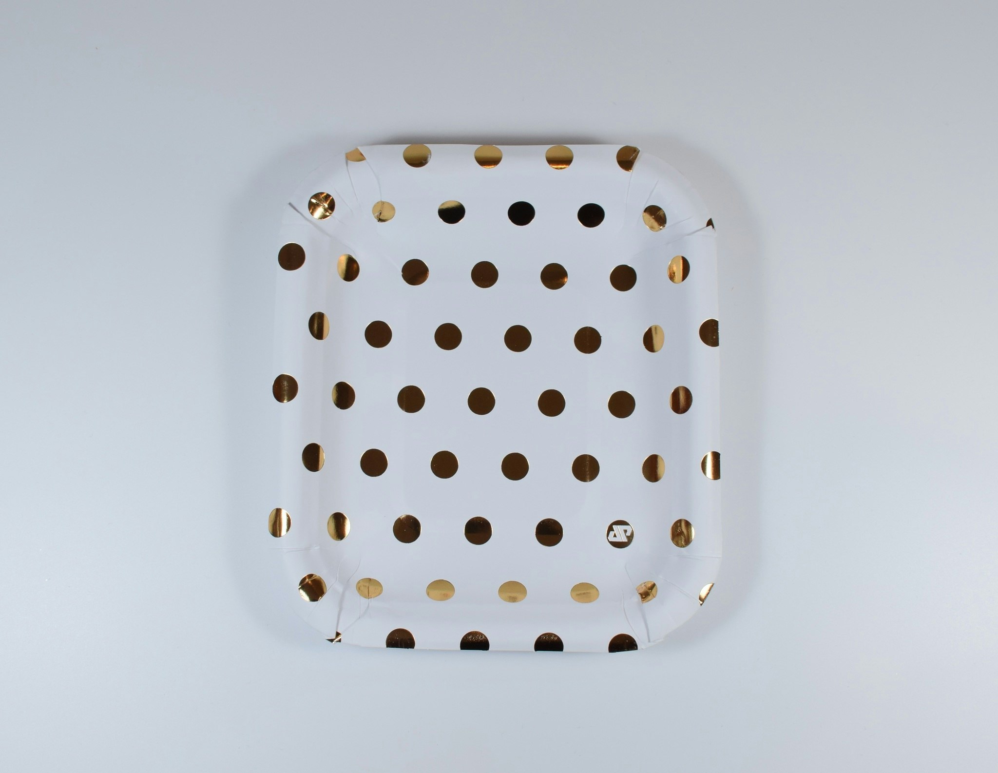 Pappersmuggar och Tallrikset Vit och Guld Metallic Dots 20-pack