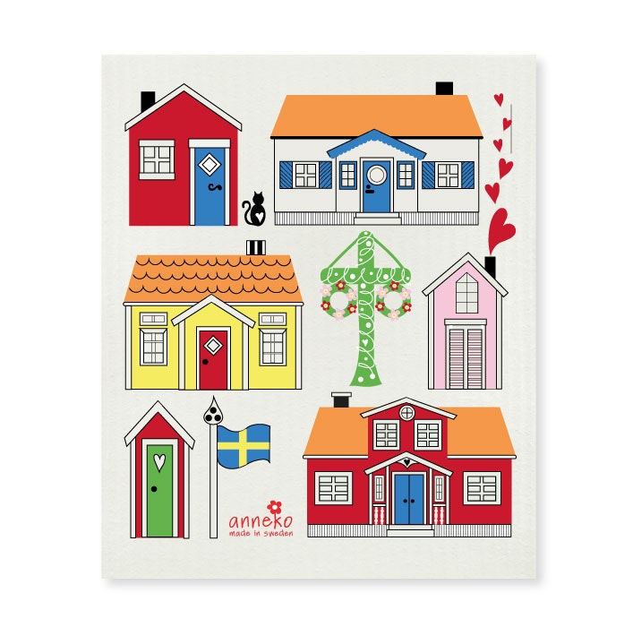 Dishcloth - Swedish cottages