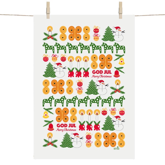 Kökshandduk - God jul snögubbe