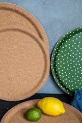 Round cork tray - green