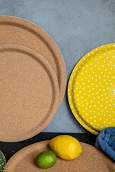 Round cork tray - yellow