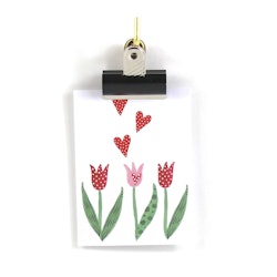 Små kort utan kuvert - Tulpaner med hjärtan