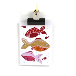 Små kort utan kuvert - Rosa fiskar