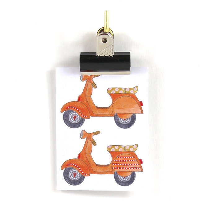 Små kort utan kuvert - Orange vespa