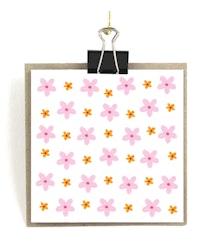 Stort kort med kuvert - Rosa blommor