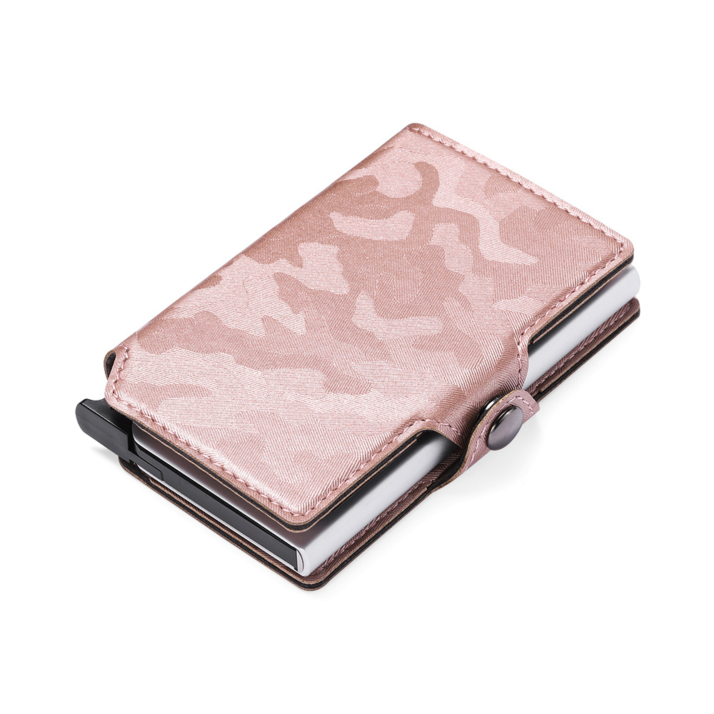 Korthållare Kamouflage RFID Rosa Plånbok Läder Metall