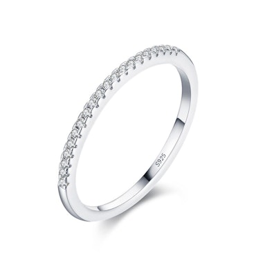 Ring 925 Sterling Silver Band with Cubic Zirconia