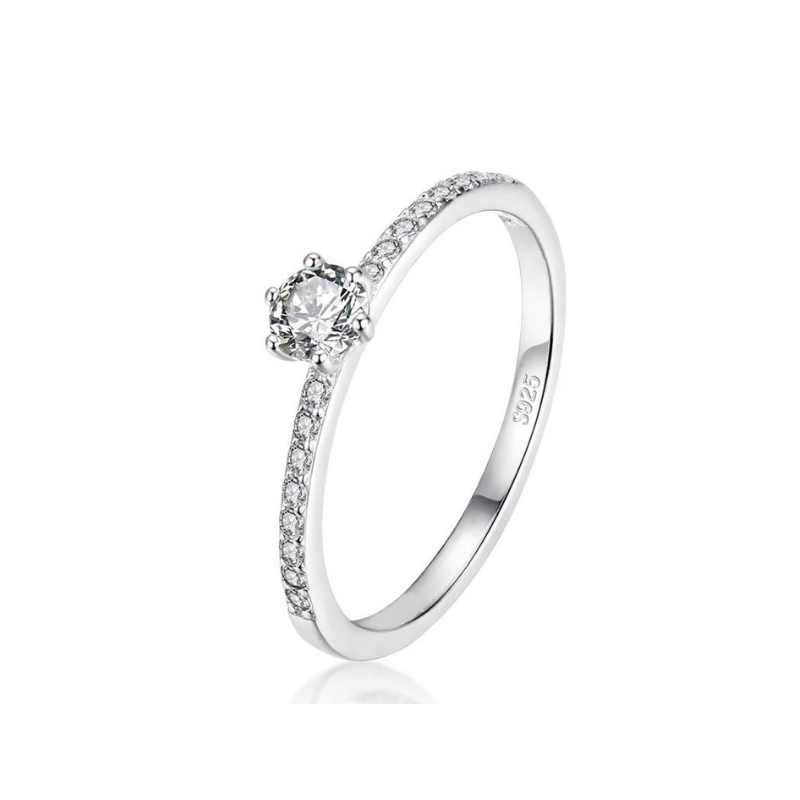 Ring 925 Sterling Silver Girls Classic Cubic Zirconia
