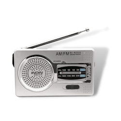 Portabel Mini Fickradio FM / AM  Högtalare & Hörlurar 2 AA Batterier