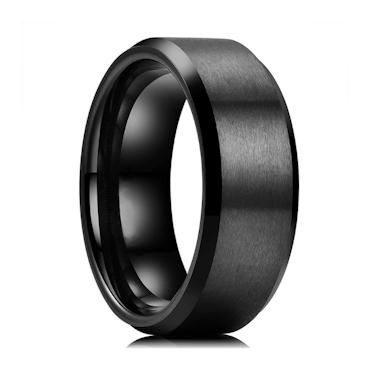 Ring Men&#39;s Rough Stainless Steel Smooth Black