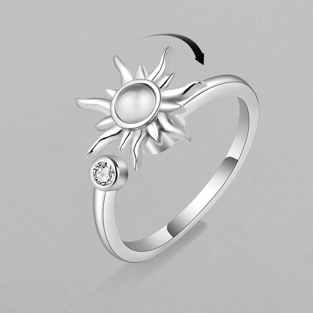 Anti Stress Ring Sterling Silver S925 Roterande Spinner