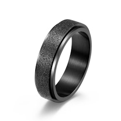 Ring Anti Stress Spinner Black (6 mm) Frost Stainless Steel