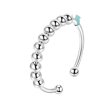 Anti Stress Fidget Ring Sterling Silver S925 (10 Beads) High Class Design