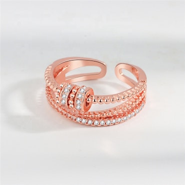 Anti Stress Ring Sterling Silver Roterande  Kubisk Zirkonia Rose