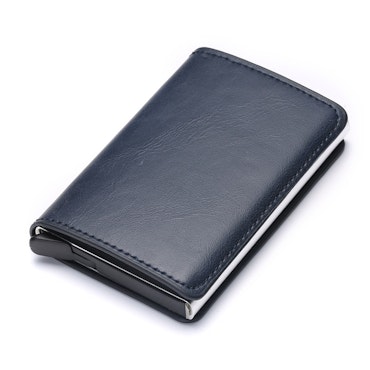 Cardholder RFID Leather Blue Wallet