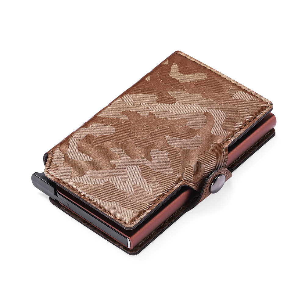 Korthållare Kamouflage RFID Brun Plånbok Läder Metall