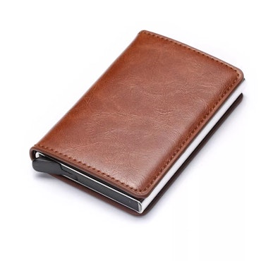 Card Holder RFID Leather Light Brown Wallet