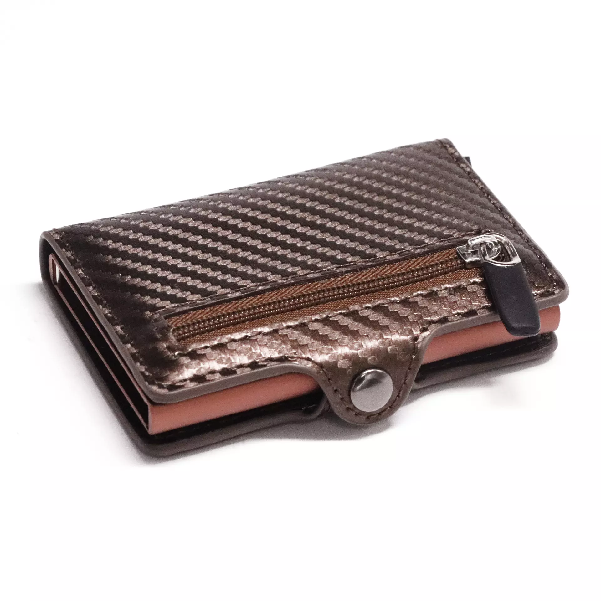 Account card / credit card &amp; ID holder RFID Carbon Fiber Style Brown