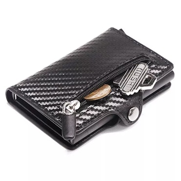 Account card / credit card &amp; ID holder RFID Carbon Fiber Style Brown