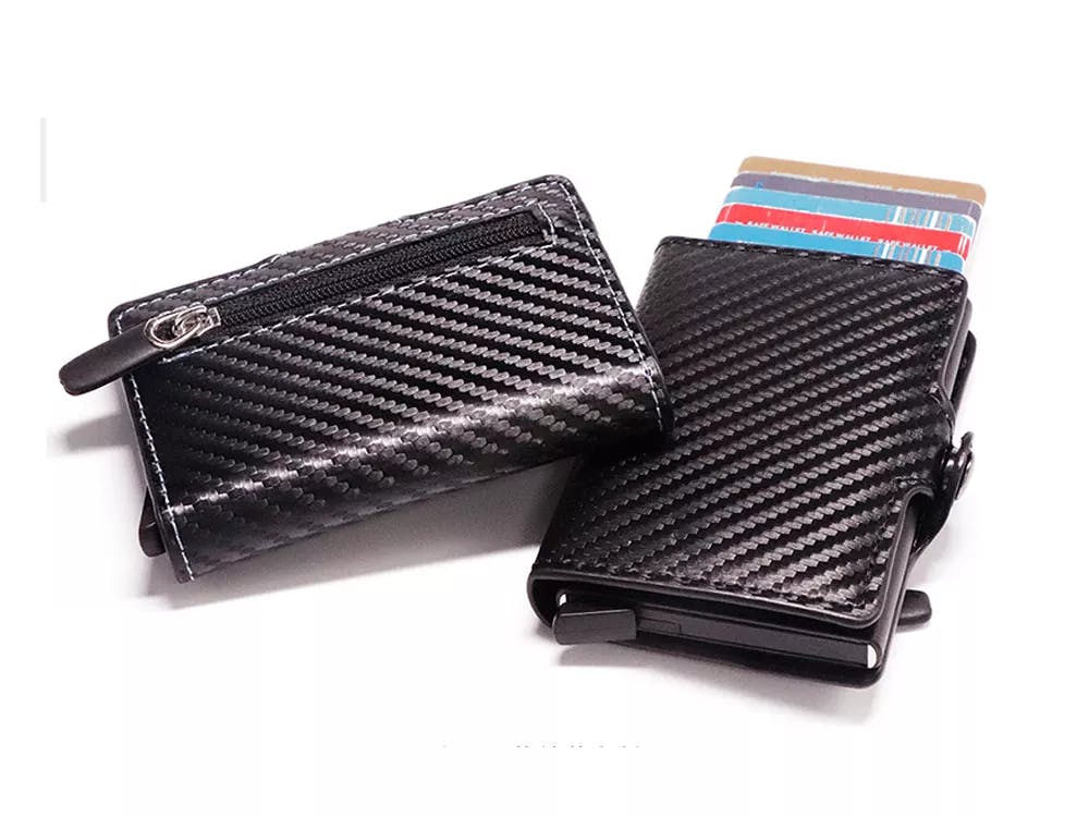 Korthållare Kontokort / kreditkort & ID hållare RFID Carbon Fiber Style Brun