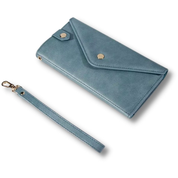 Plånbok Multi Funktionell Mobiltelefon Läder Ljusblå