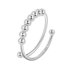 Anti Stress Ring S925 Sterling Silver 8 Pärlor Justerbar