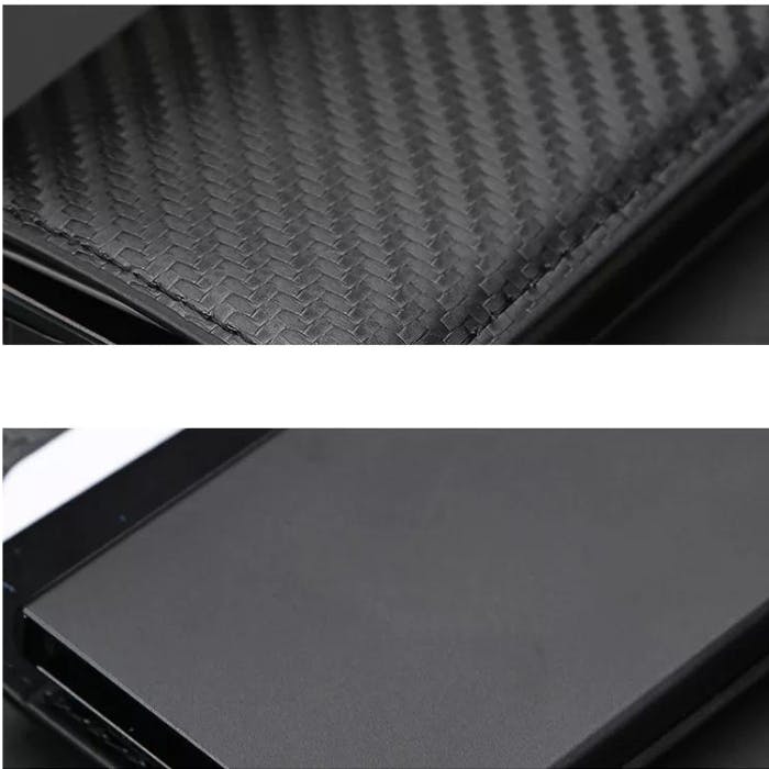 Korthållare Pop up RFID skydd Carbon Fiber Style Brun