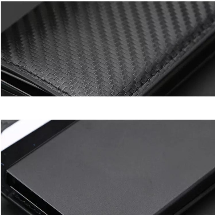 Korthållare Pop up RFID skydd Carbon Fiber Style Platina