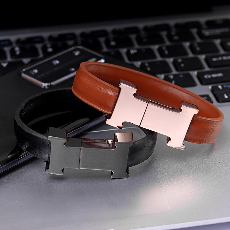 Laddkabel Armband USB Type-C till USB 2.0 Läder Svart