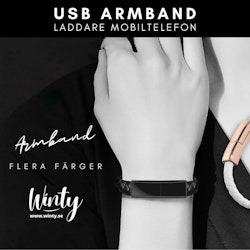 Laddkabel Armband USB 2.0 to USB Type-C Svart
