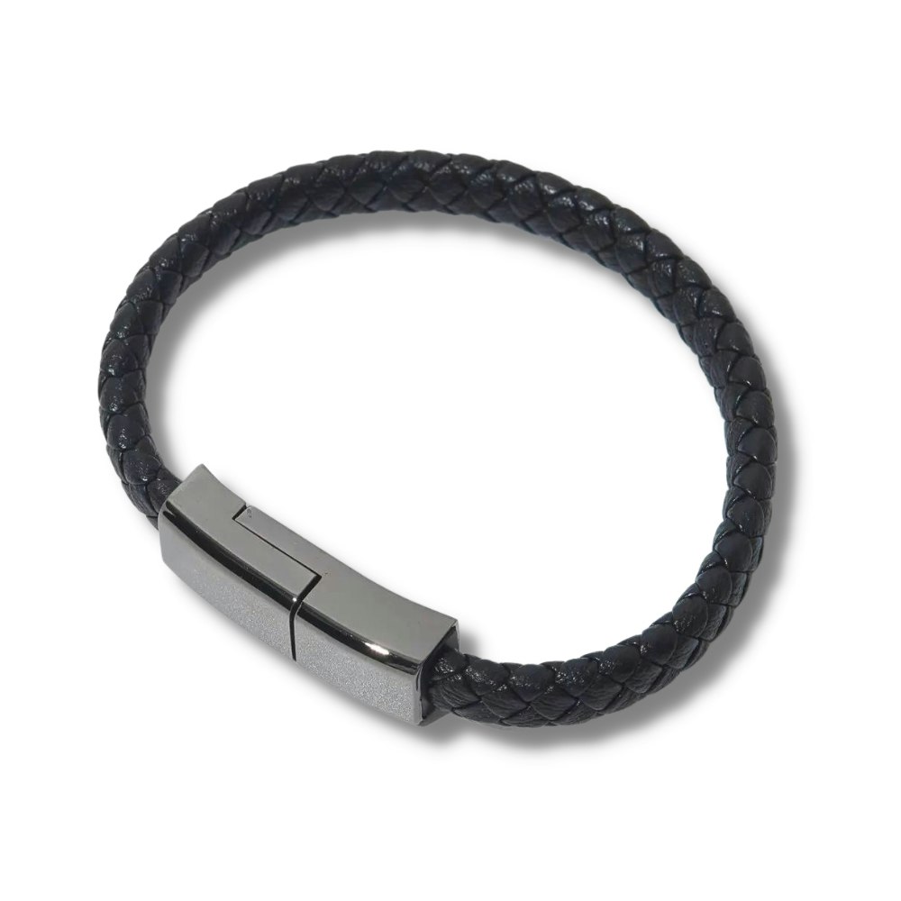Laddkabel Armband USB 2.0 till USB Mikro Läder Svart