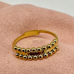 Stål justerbar ring med prickig kant - guld