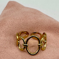 Stål justerbar ring ”oval” - guld