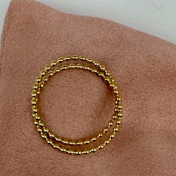 Guldfärgad ring i rostfritt stål - dubbelprickad