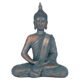 Blå bronsharts sittande Buddha prydnad