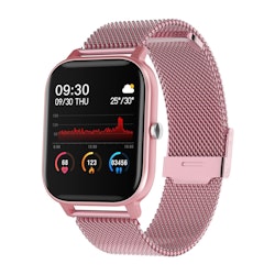 Stilren Smartklocka m Rostfritt Armband. Rosa