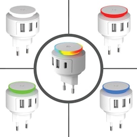 4 i 1 Laddare för Apple USB-C & 2 USB-portar m Nattlampa