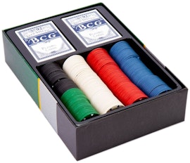 TEXAS Hold'em Poker Set m Duk för Poker/Black Jack