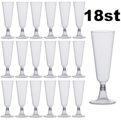 18-Pack återanvändbara Klara Champagneglas i Plast 150ML
