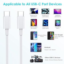 1 x 60W Snabbladdningskabel USB-C - USB-C F iPhone 15 /16 Samsung mm