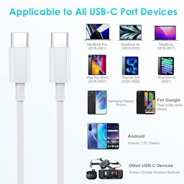 1 x 60W Snabbladdningskabel USB-C - USB-C F iPhone 15 /16 Samsung mm