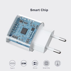 iPhone Snabbladdare USB-C PD 3.0. 20W Strömadapter + Kabel