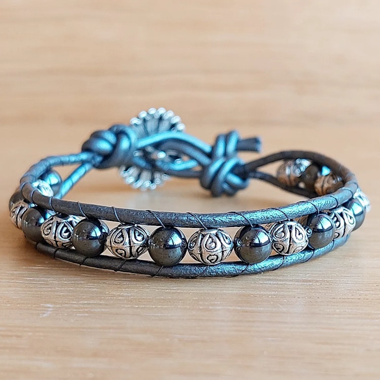 Wraparmband enkelt | Hematit